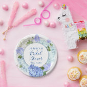 ライトブルーのハイドレンジアの花のブライダルシャワーパーティー ペーパープレート (パーティー)