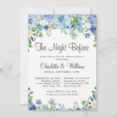 ライトブルーのハイドレンジア フラワーチック リハーサルディナー 招待状 (正面)