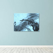 ライトブルーのバイオリンデザイン キャンバスプリント (インサイチュ (ウッドフロア))