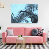 ライトブルーのバイオリンデザイン キャンバスプリント (インサイチュ (リビング))