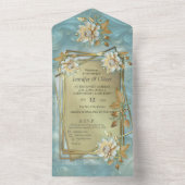 ライトブルーのパレットを銅/ブロンズの前で オールインワン招待状 (内側)