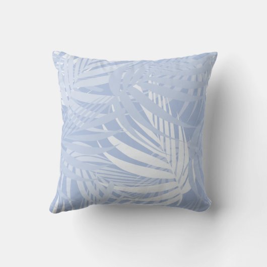ライトブルーのパームフロンドパターン装飾用クッション クッション (裏面)