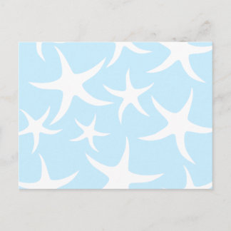 ライトブルーのヒトデの白い模様。 ポストカード