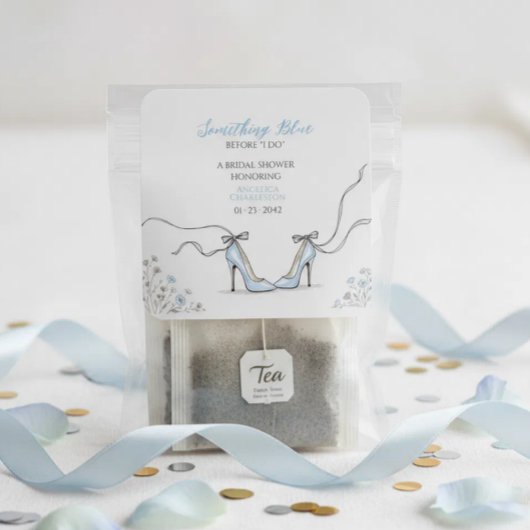 ライトブルーのヒールのブライダルシャワー スクエアシール