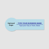 ライトブルーのビジネスブランドバッジシェイプ名タグ 名札 (正面)