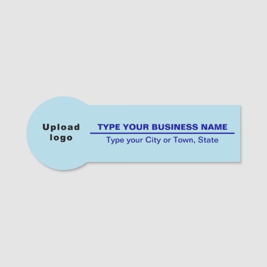 ライトブルーのビジネスブランドバッジシェイプ名タグ 名札 (正面)