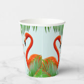 ライトブルーのフラミンゴ離れス、ハイビスカスおよびヤシ 紙コップ (右)