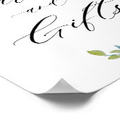 ライトブルーのフローラカードとギフトサイン ポスター (角)