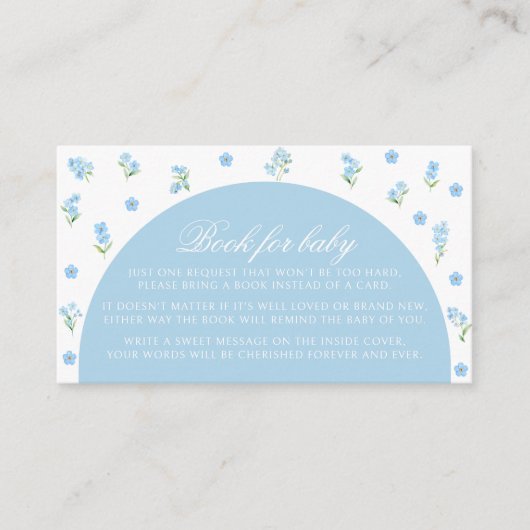 ライトブルーのフローラボホブック男の赤ちゃんシャワー エンクロージャーカード (正面)