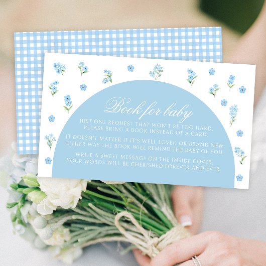 ライトブルーのフローラボホブック男の赤ちゃんシャワー エンクロージャーカード