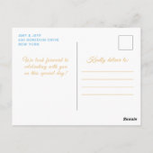 ライトブルーのブルネットの髪のプリンセスの誕生日パーティー ポストカード (裏面)