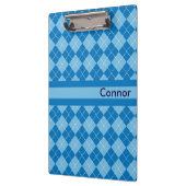 ライトブルーのプレイドクリップボパーソナライズされたード クリップボード (左)