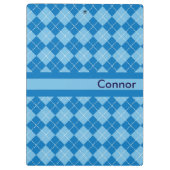 ライトブルーのプレイドクリップボパーソナライズされたード クリップボード (裏面)