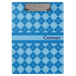 ライトブルーのプレイドクリップボパーソナライズされたード クリップボード