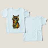 ライトブルーのホイッシカルな虹の猫のトドラーグラフィックTシャツ (デザイン正面&裏面)