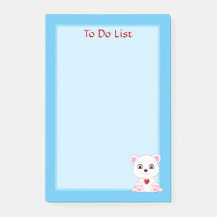 ライトブルーのホッキョクグマのTo Do リスト ポストイット