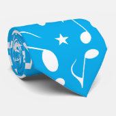 ライトブルーのホワイトミュージックノート ネクタイ (ロール)