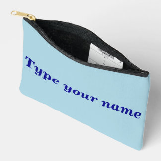 ライトブルーのポーチにあなたの名前 アクセサリーポーチ