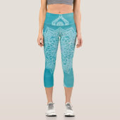 ライトブルーのマンダラカプリレギンス カプリレギンス (正面)