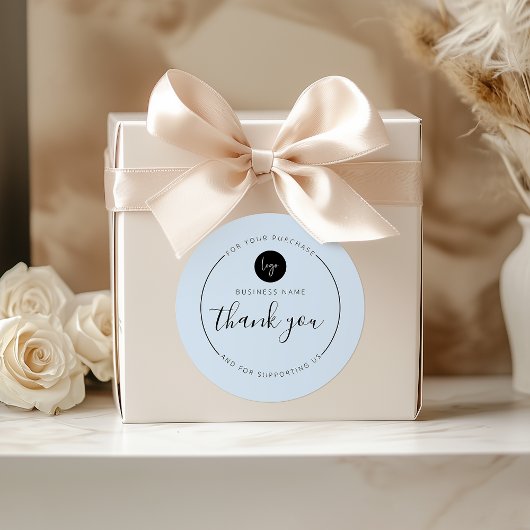 ライトブルーのミニマリスト美学サンキューサークル ラウンドシール