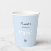 ライトブルーのミニマリスト赤ちゃんシャワー 紙コップ (裏面)