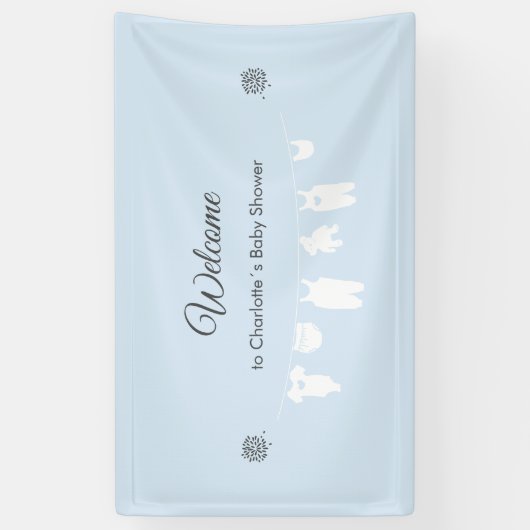 ライトブルーのミニマルなベイビーボーイシャワーのお出迎え 横断幕 (縦)