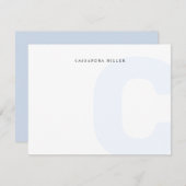 ライトブルーのモノグラム背景 フルネーム ノートカード (正面/裏面)