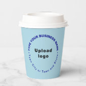 ライトブルーのラウンドパターンビジネスブランド文字 紙コップ (裏面)