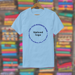 ライトブルーのラウンドパターン文字のビジネスブランド Tシャツ