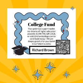 ライトブルーのレトロな大学ファンド卒業 エンクロージャーカード