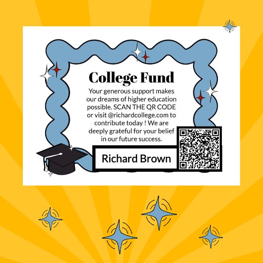 ライトブルーのレトロな大学ファンド卒業 エンクロージャーカード