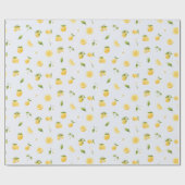 ライトブルーのレモン ラッピングペーパー (フラット)