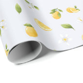 ライトブルーのレモン ラッピングペーパー (ロールコーナー)