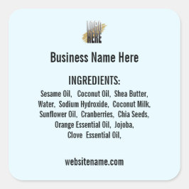 ライトブルーのロゴサイトを使用した原料リスト スクエアシール