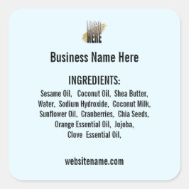 ライトブルーのロゴサイトを使用した原料リスト スクエアシール