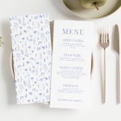 ライトブルーのワイルドフラワー庭園の結婚式のメニューカード