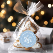 ライトブルーの冬の雪の結晶クリスマスギフトタグ ラウンドシール