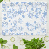 ライトブルーの冬の雪の結晶パターン キッチンタオル (折り畳み)