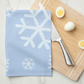 ライトブルーの冬の雪 キッチンタオル (四つ折り)