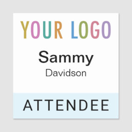ライトブルーの出席者バッジ（ロゴ付き角付き） 名札