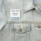 ライトブルーの出席者バッジ（ロゴ付き角付き） 名札 (インサイチュ)