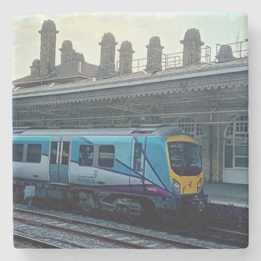 ライトブルーの列車 ストーンコースター (正面)