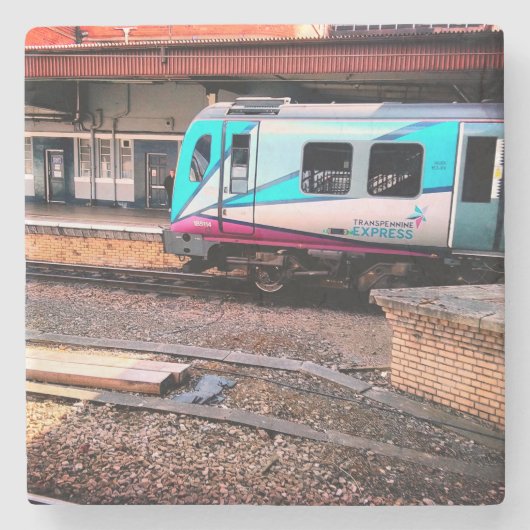 ライトブルーの列車 ストーンコースター (正面)