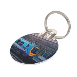 ライトブルーの列車 ペット　ネームタグ