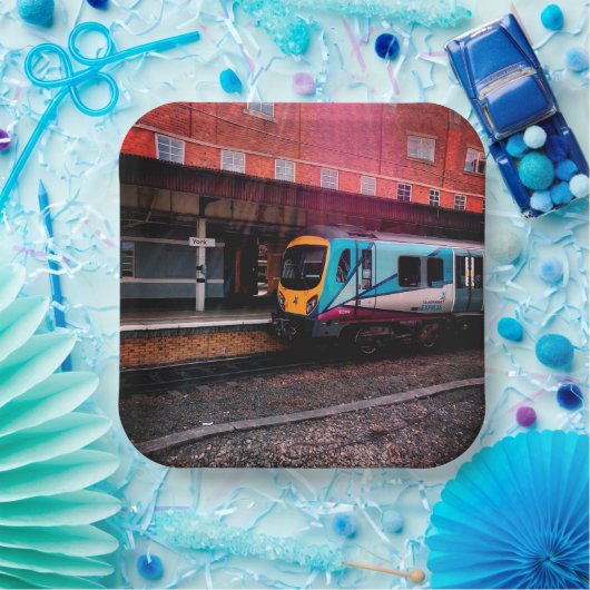 ライトブルーの列車 ペーパープレート (パーティー)