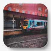 ライトブルーの列車 ペーパープレート (正面)