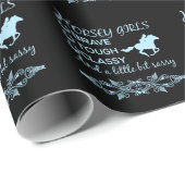 ライトブルーの勇敢なタフな上品な馬少女 ラッピングペーパー (ロールコーナー)