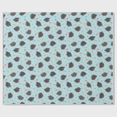 ライトブルーの卒業キャップとタッセル ラッピングペーパー (フラット)