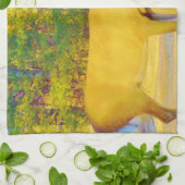 ライトブルーの口ひげ鹿 キッチンタオル (折り畳み)