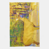 ライトブルーの口ひげ鹿 キッチンタオル (縦)